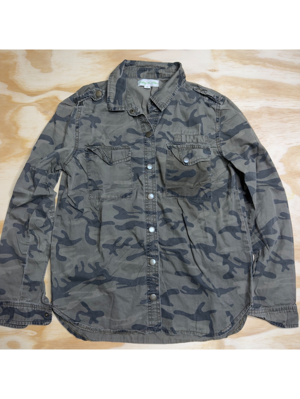 Staring At Stars Camo Snap Button Military Style Jacket Size Small